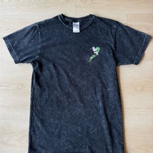 Ripndip Black Mineral-Wash Tee with Green Cat Graphic